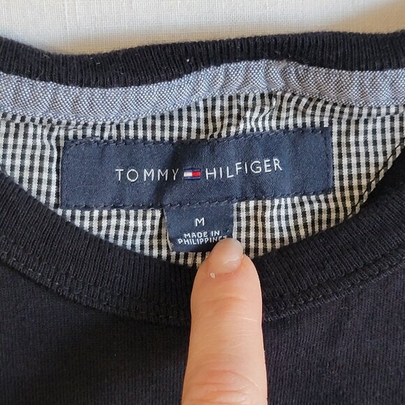 Vtg Tommy Hilfiger T Shirt Mens Medium Color Block 90s Preppy Retro Sportswear - Picture 3 of 5